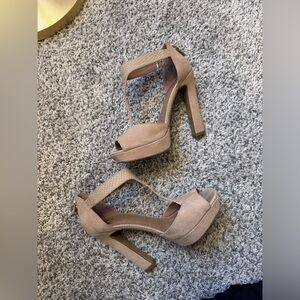MRKT nude open-toed heels with zipper back